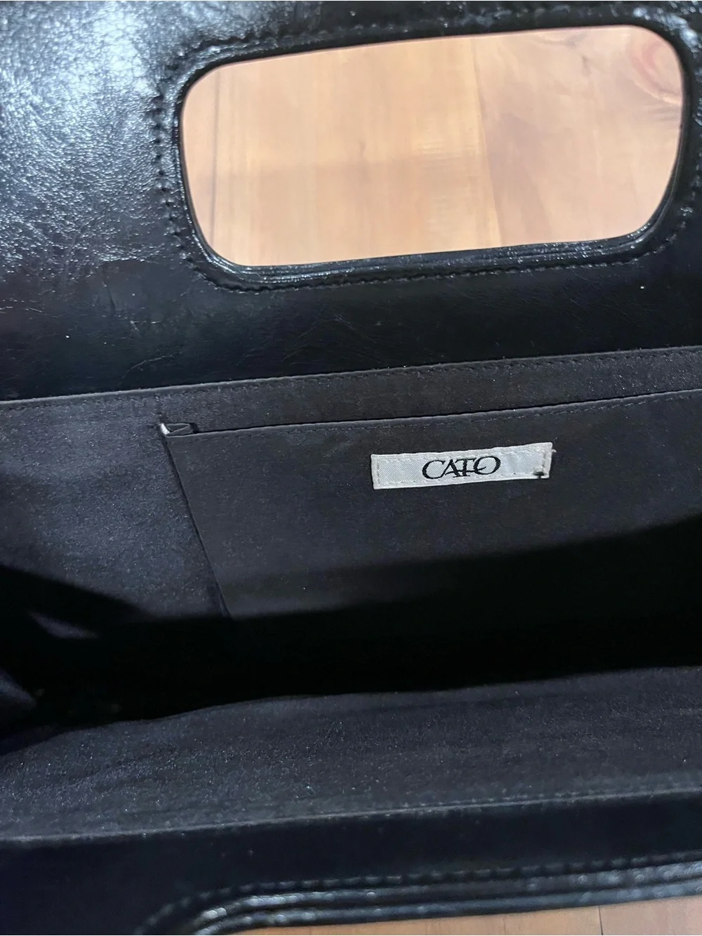 Cato Black Laser-Cut Faux Leather Clutch